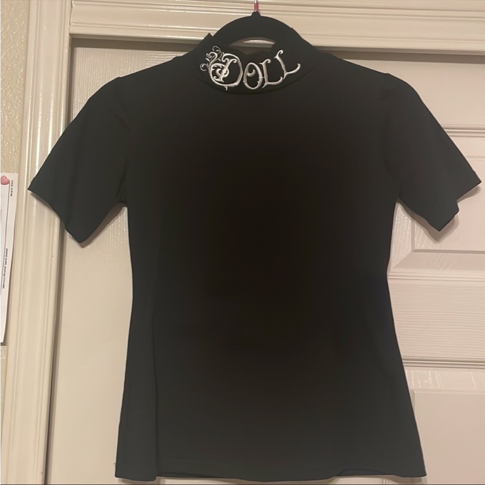 Mock Neck Embroidered Top (M)